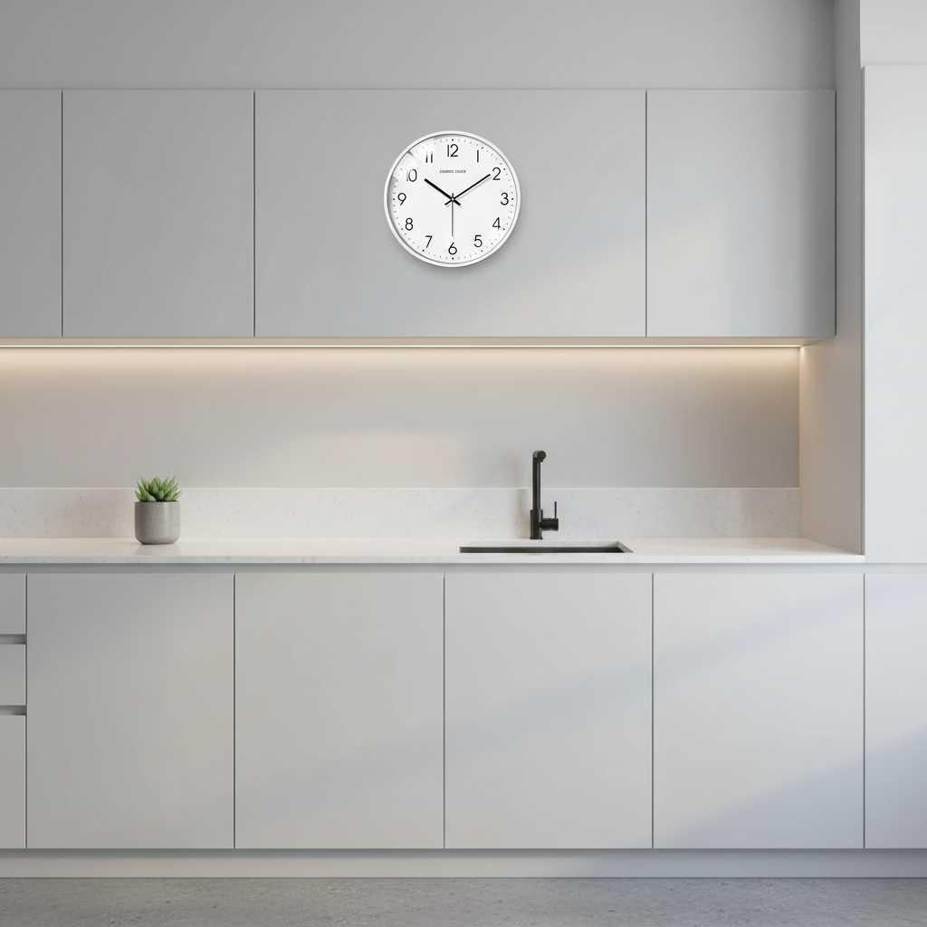 Moderne Stille Wanduhr Schwarz | Funkwanduhr Groß 30 cm