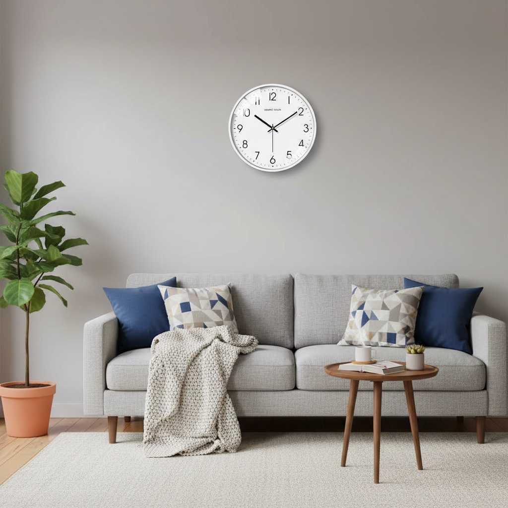 Moderne Stille Wanduhr Schwarz | Funkwanduhr Groß 30 cm