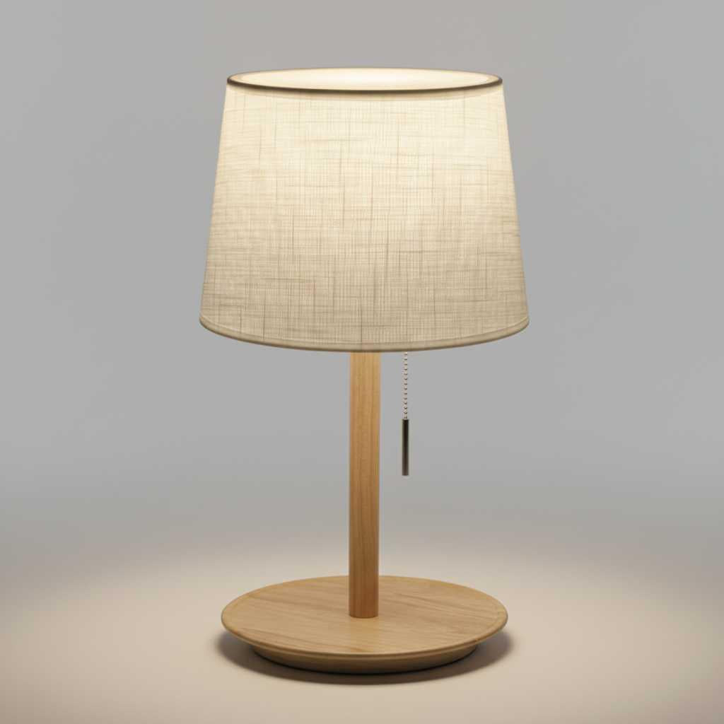 Nordische Walnusslampe | Elegante Tischleuchte für Nachttisch