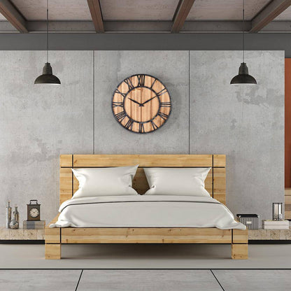 Runde Wanduhr Holz & Metall 40 cm | Moderne Quarzuhr 2