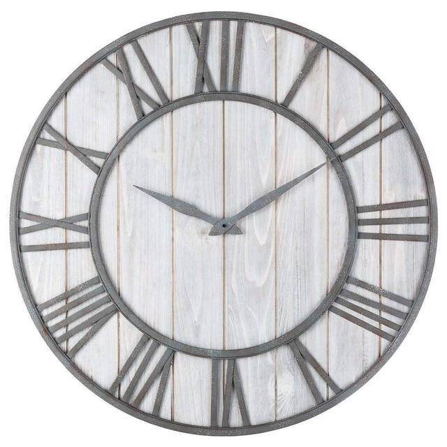 Runde Wanduhr Holz & Metall 40 cm | Moderne Quarzuhr 3
