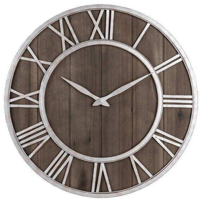 Runde Wanduhr Holz & Metall 40 cm | Moderne Quarzuhr 4